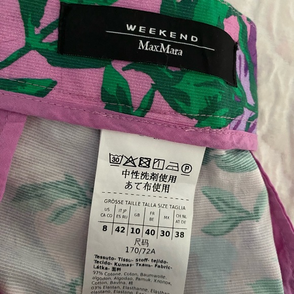 Weekend MaxMara cropped cigarette aqua floral print size 8 - Picture 9 of 10